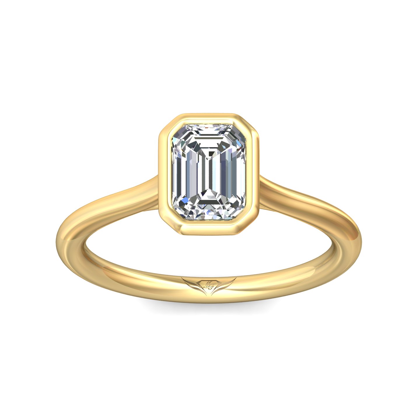 14K Yellow Gold Emerald Cut Diamond Engagement Ring