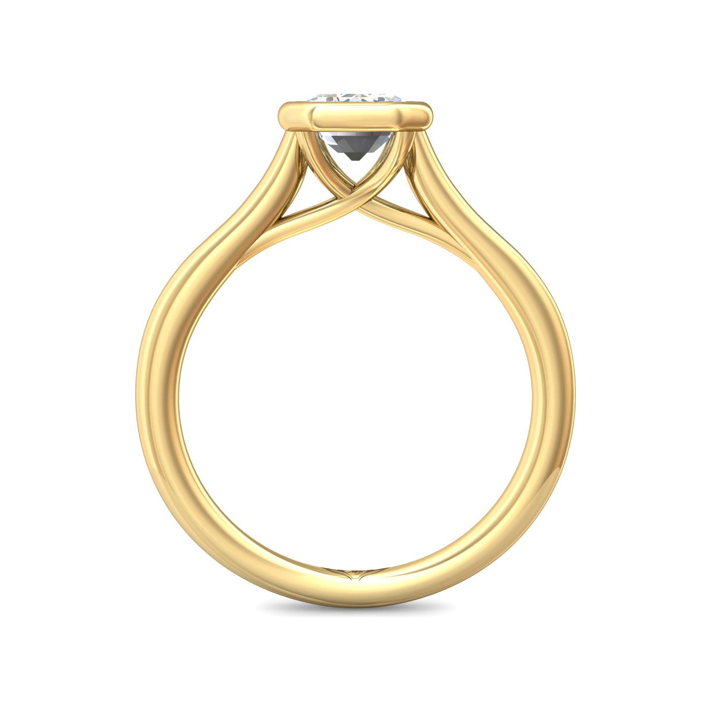 14K Yellow Gold Emerald Cut Diamond Engagement Ring