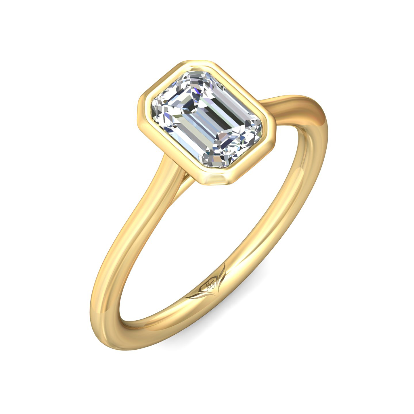 14K Yellow Gold Emerald Cut Diamond Engagement Ring