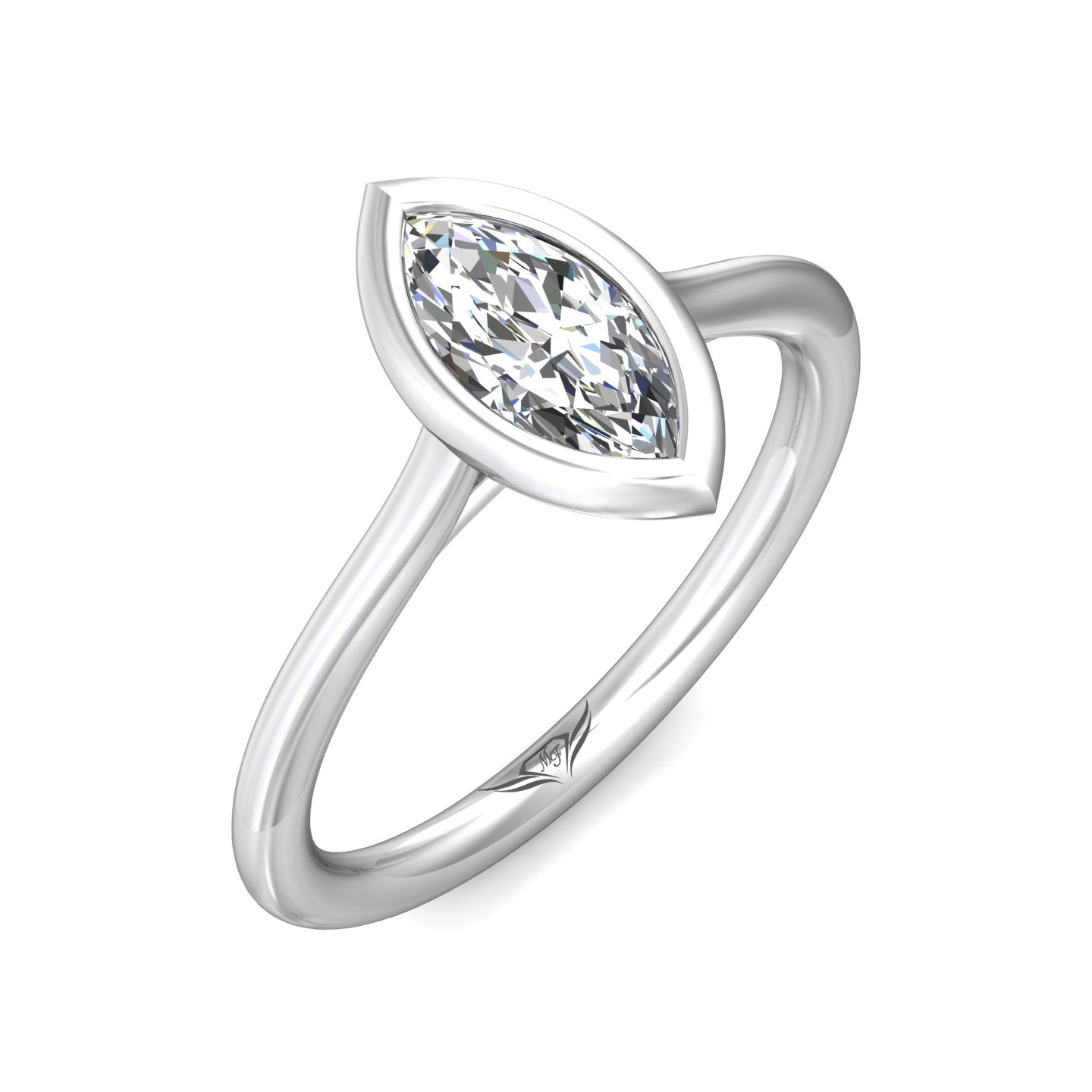  Platinum Marquise Diamond Engagement Ring