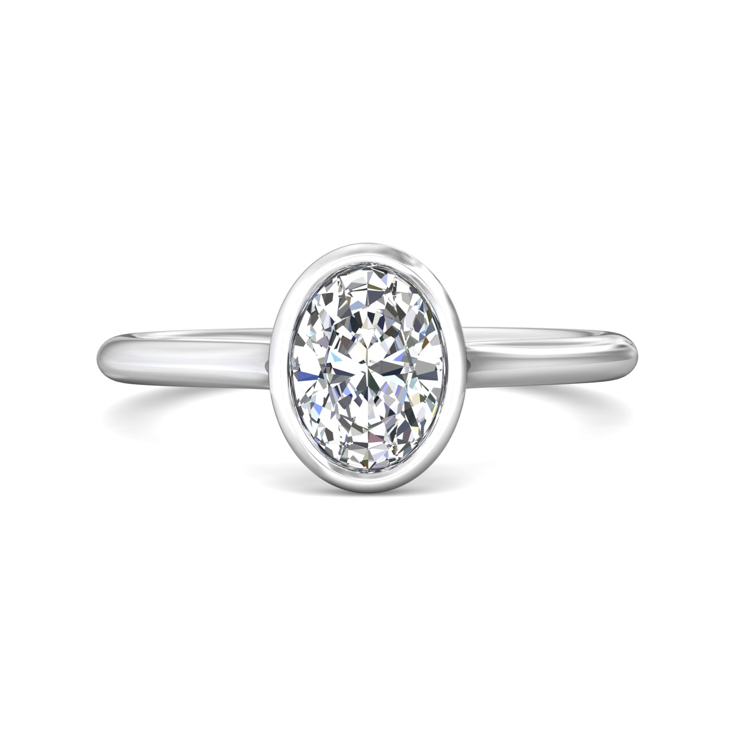 14K White Gold Oval Diamond Engagement Ring