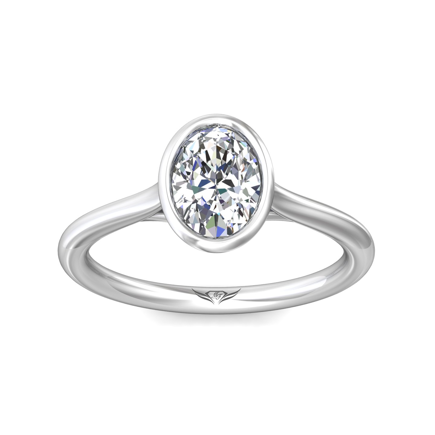14K White Gold Oval Diamond Engagement Ring