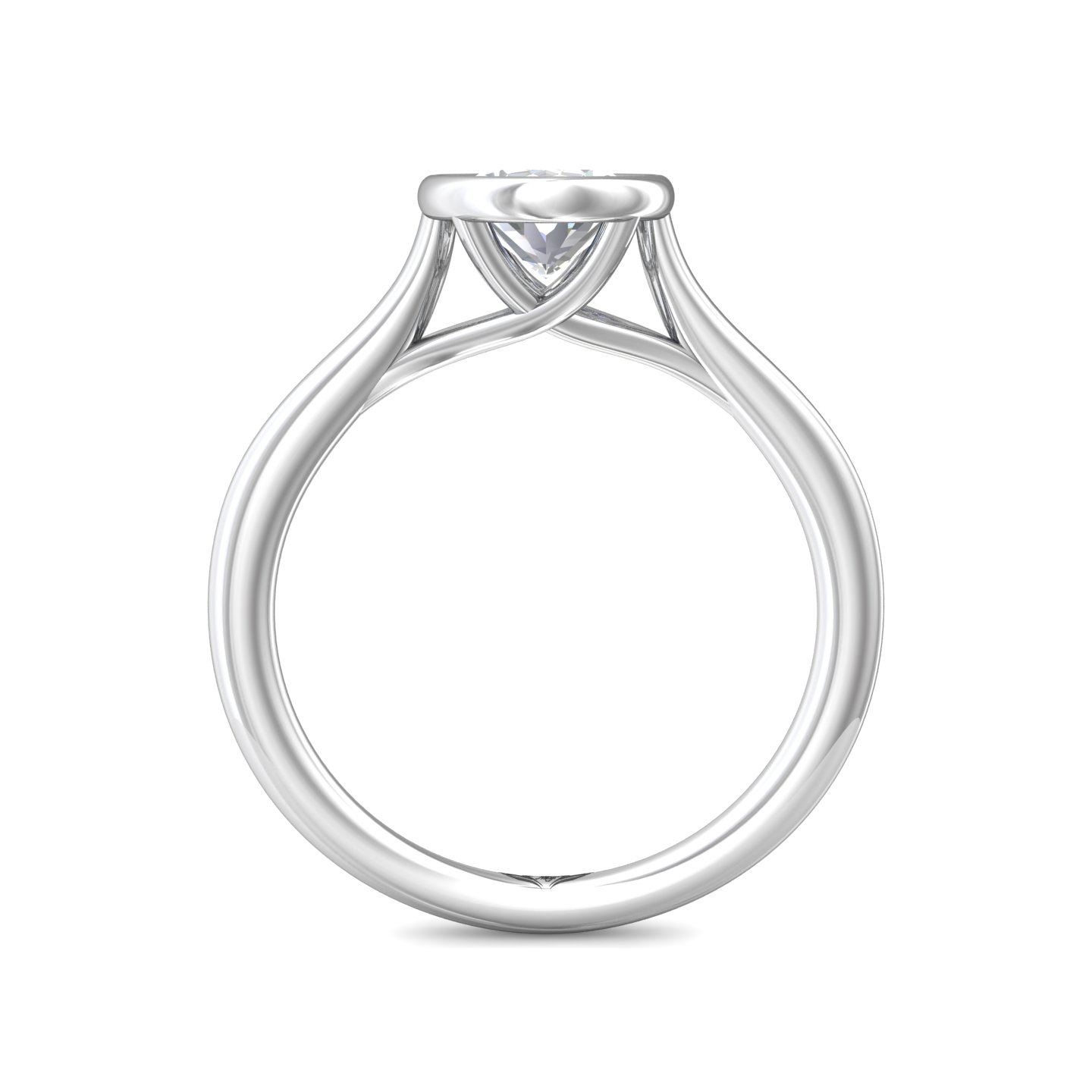 14K White Gold Oval Diamond Engagement Ring