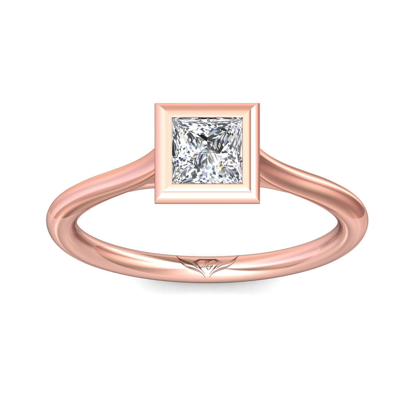 14K Rose Gold Princess Diamond Engagement Ring
