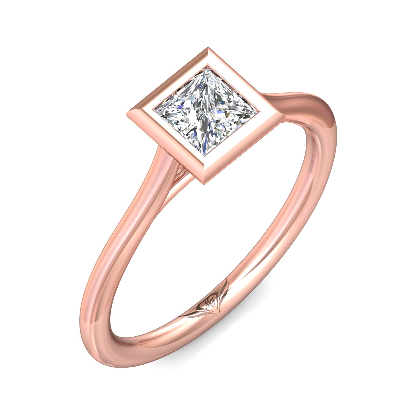 14K Rose Gold Princess Diamond Engagement Ring