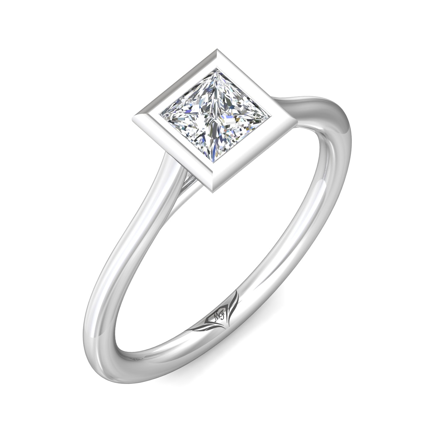 14K White Gold Princess Diamond Engagement Ring