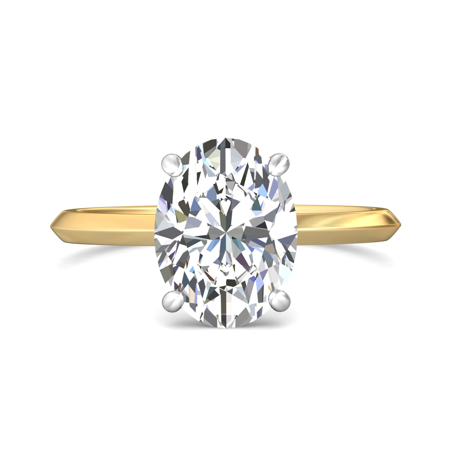 14K Yellow and White Gold Oval Diamond Engagement Ring