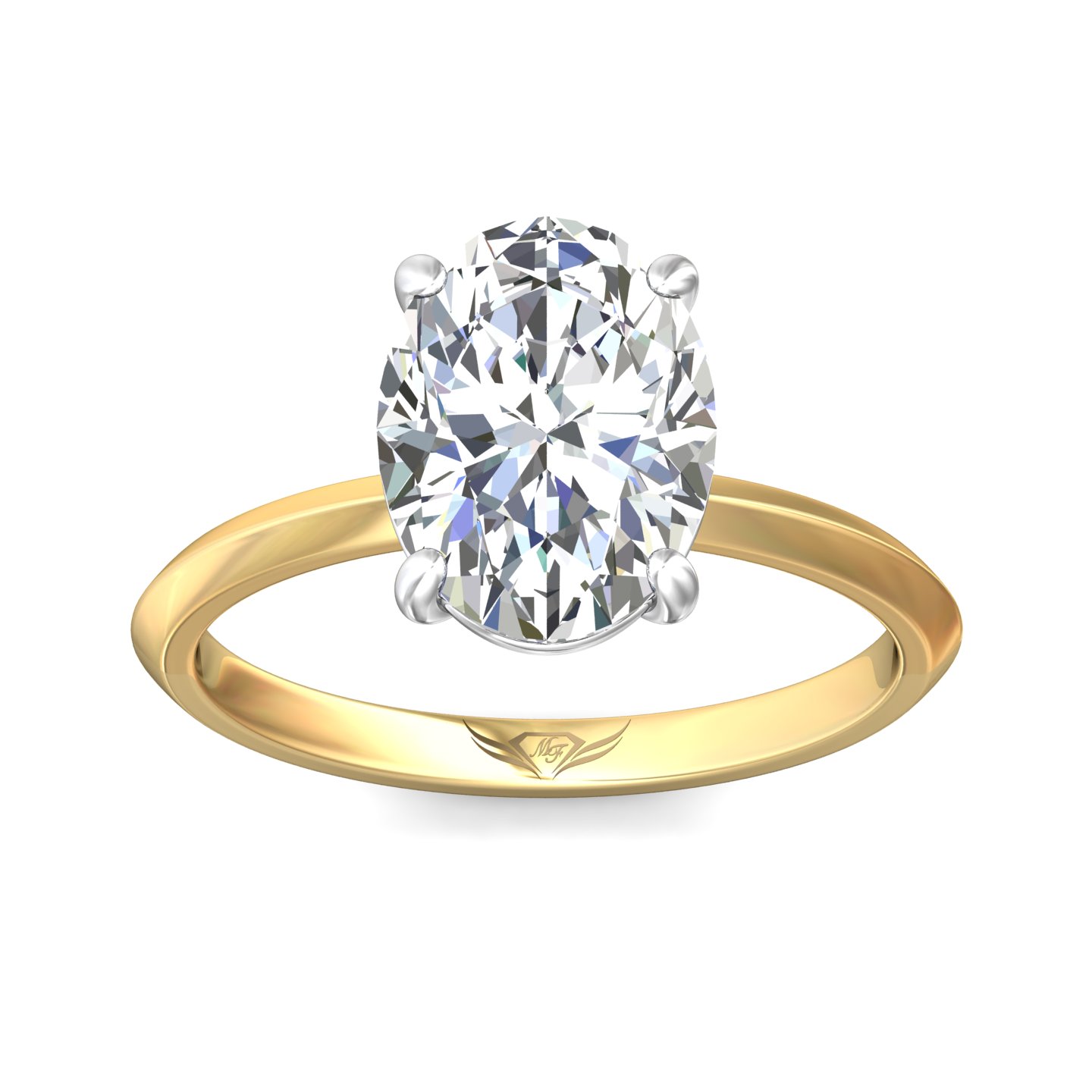 14K Yellow and White Gold Oval Diamond Engagement Ring