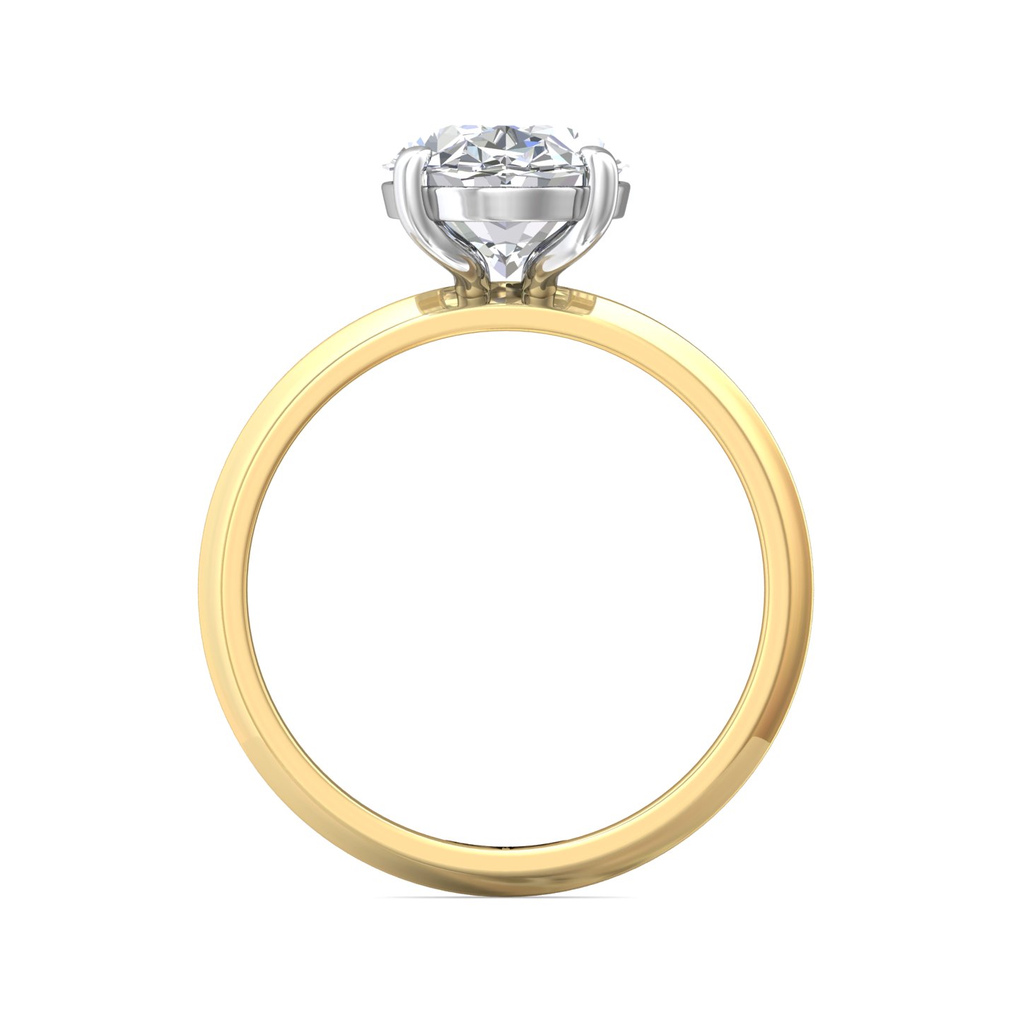 14K Yellow and White Gold Oval Diamond Engagement Ring