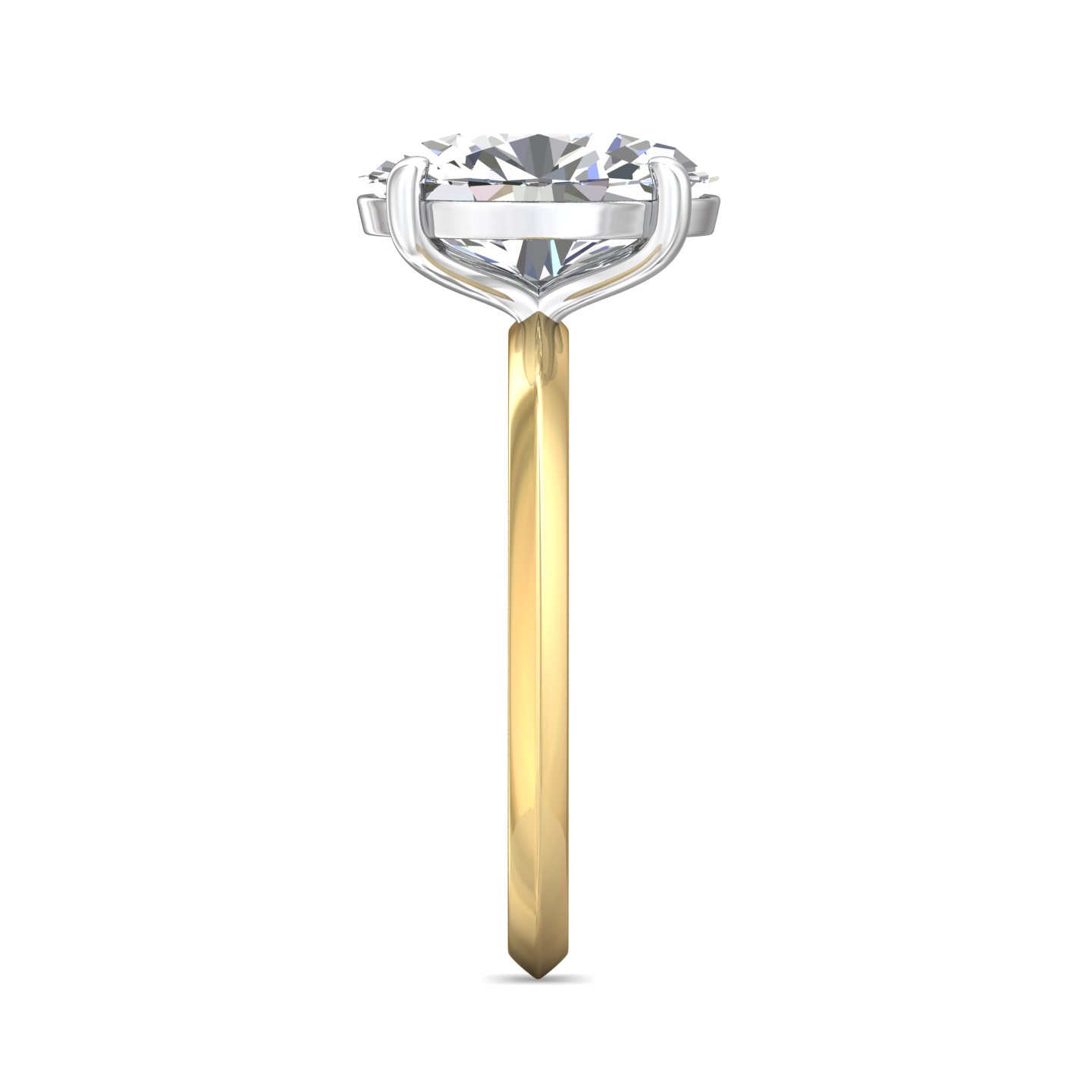14K Yellow and White Gold Oval Diamond Engagement Ring