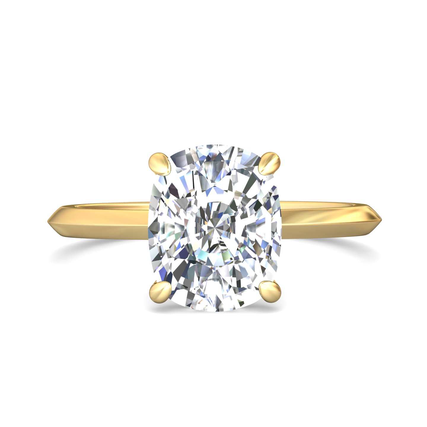 18K Yellow Gold Cushion Diamond Engagement Ring