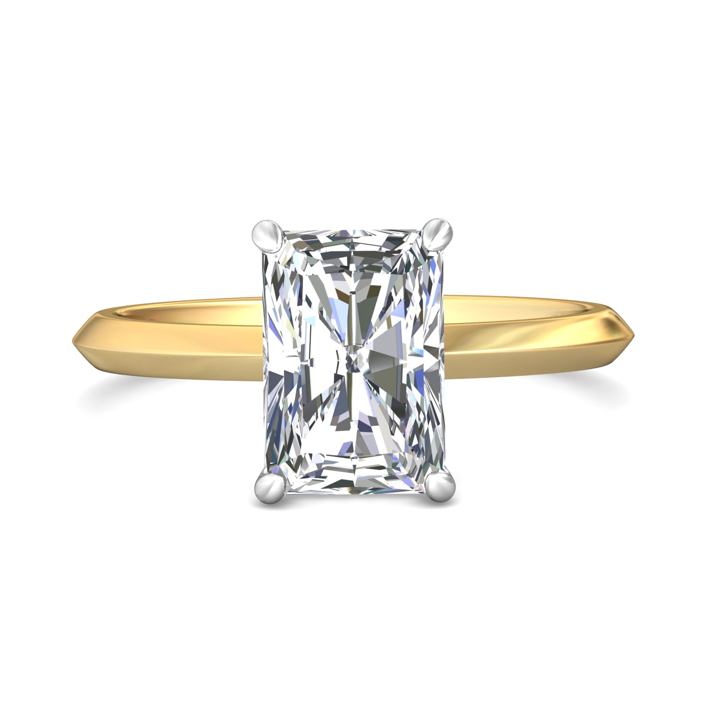 14K Yellow and White Gold Radiant Diamond Engagement Ring