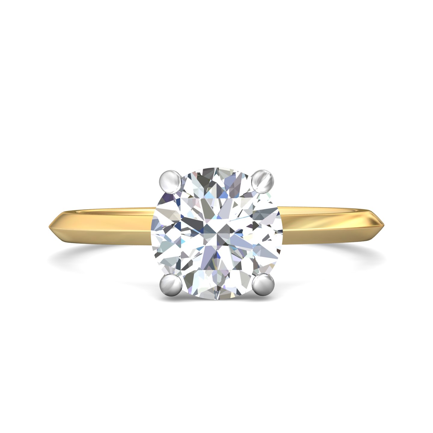 14K Yellow Gold and Platinum Round Diamond Engagement Ring