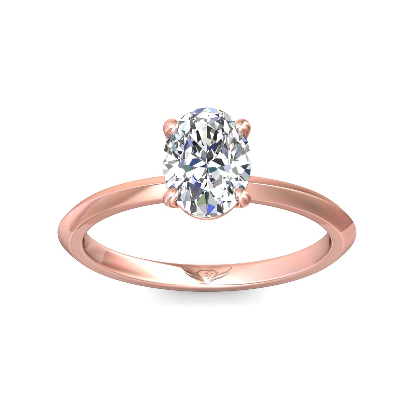 18K Rose Gold Oval Diamond Engagement Ring