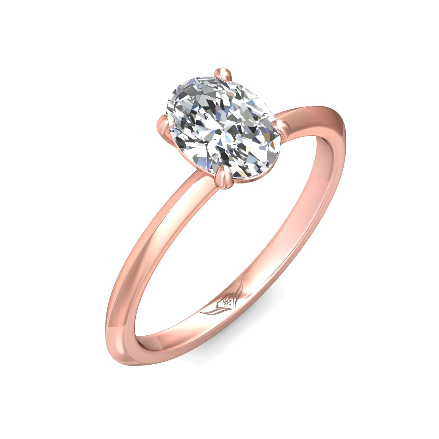 18K Rose Gold Oval Diamond Engagement Ring