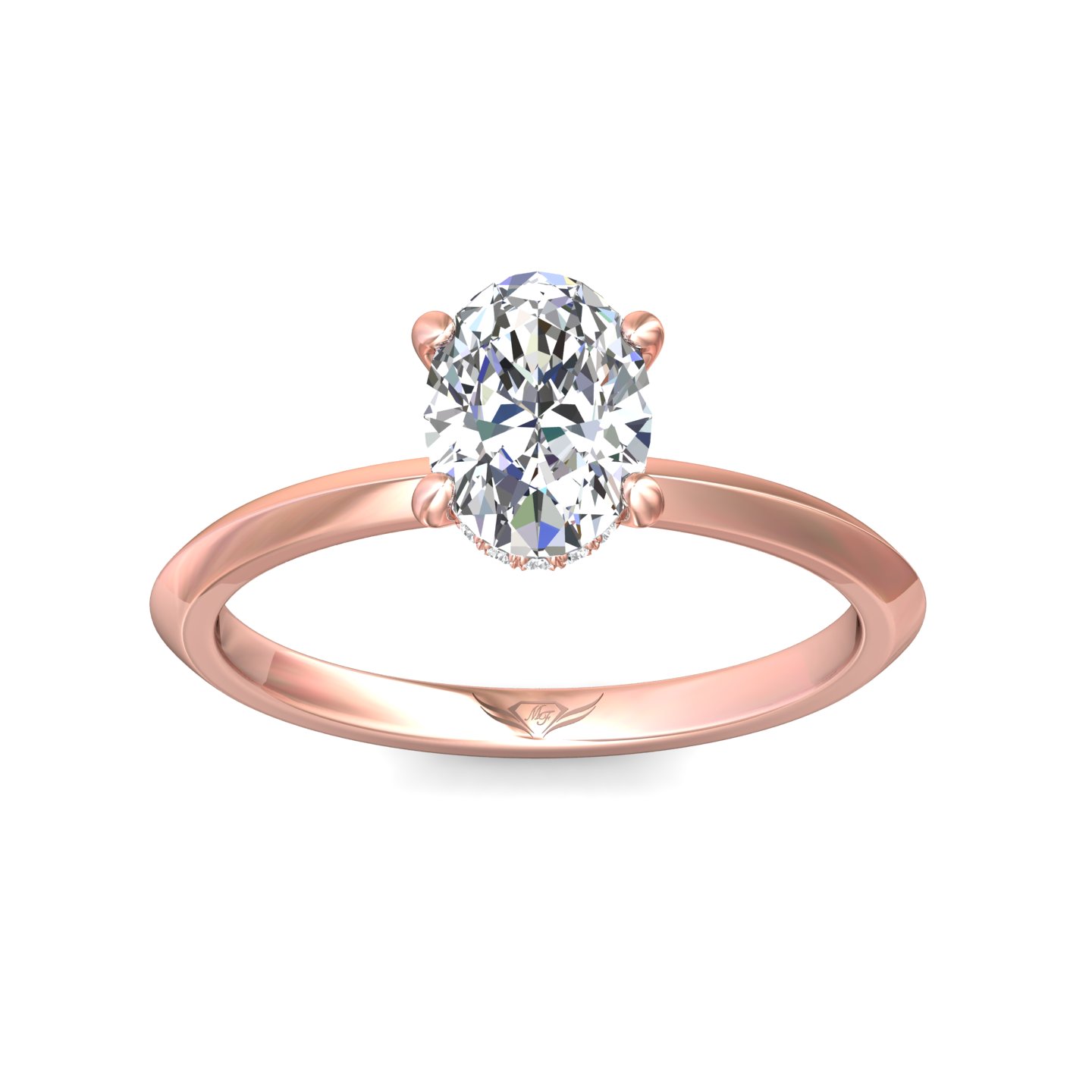14K Rose Gold Oval Diamond Engagement Ring