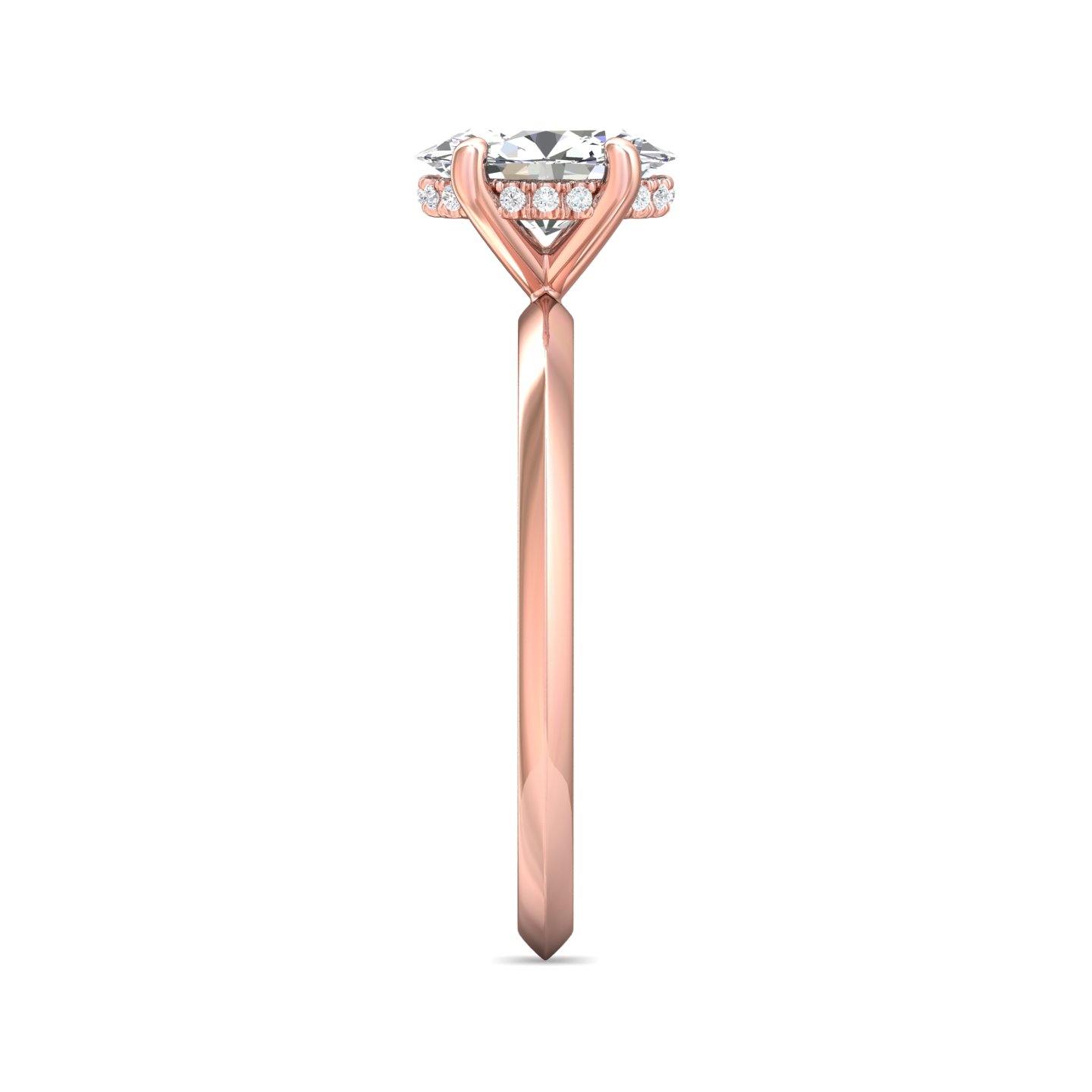 14K Rose Gold Oval Diamond Engagement Ring