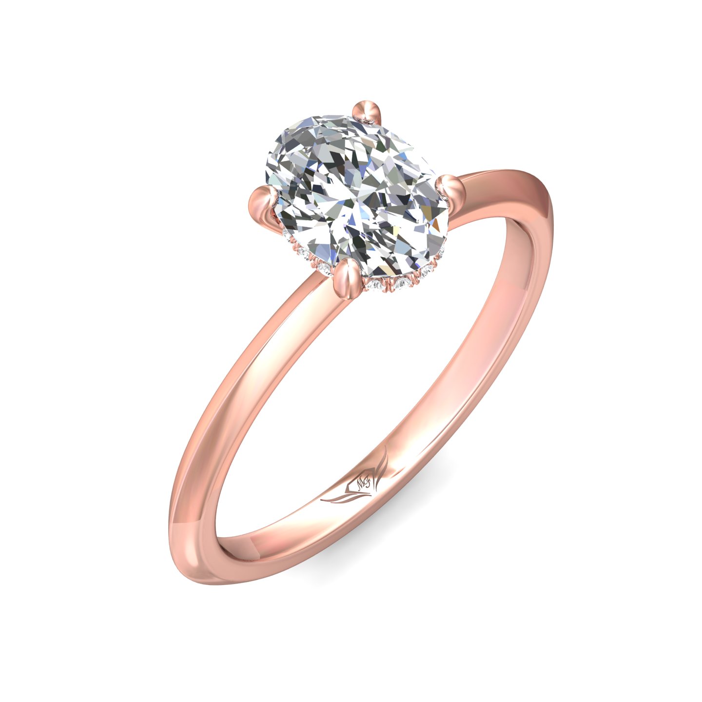 14K Rose Gold Oval Diamond Engagement Ring
