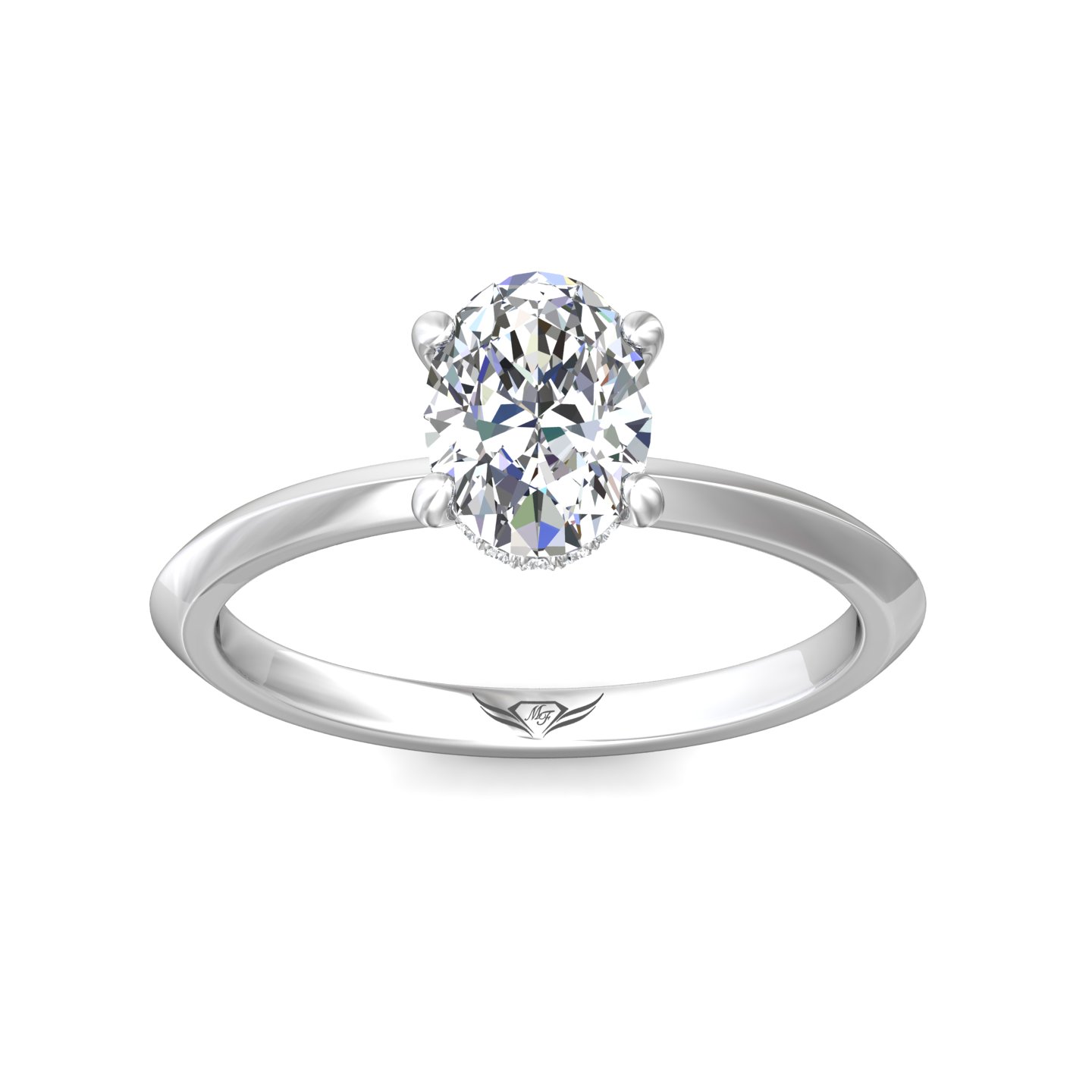 14K White Gold Oval Diamond Engagement Ring