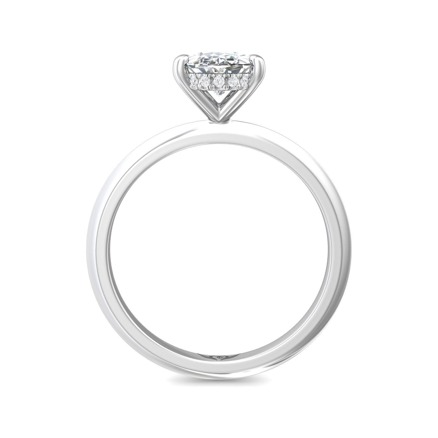 14K White Gold Oval Diamond Engagement Ring