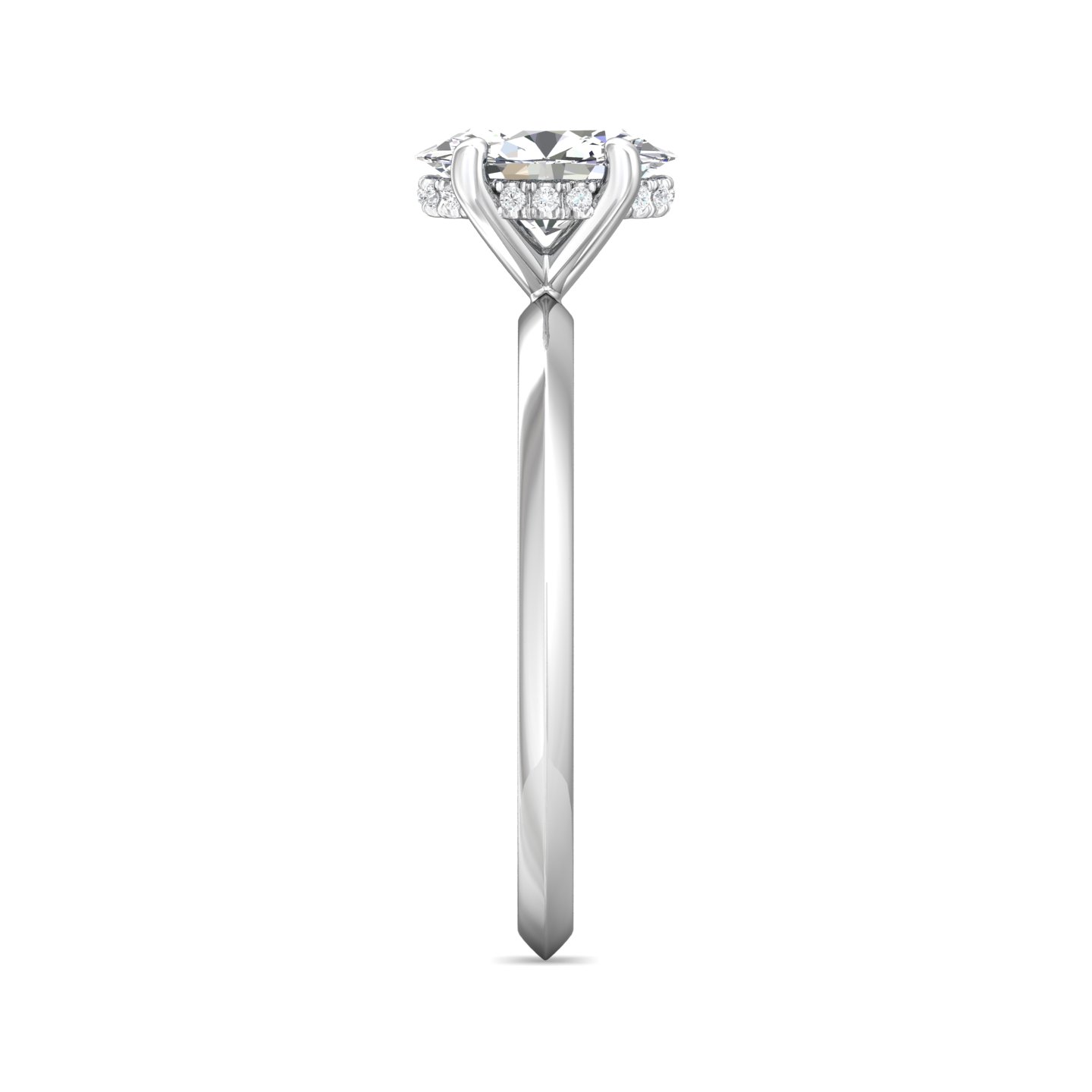 14K White Gold Oval Diamond Engagement Ring