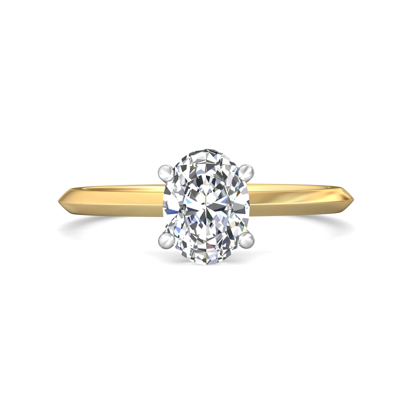 14K Yellow and White Gold Oval Diamond Engagement Ring