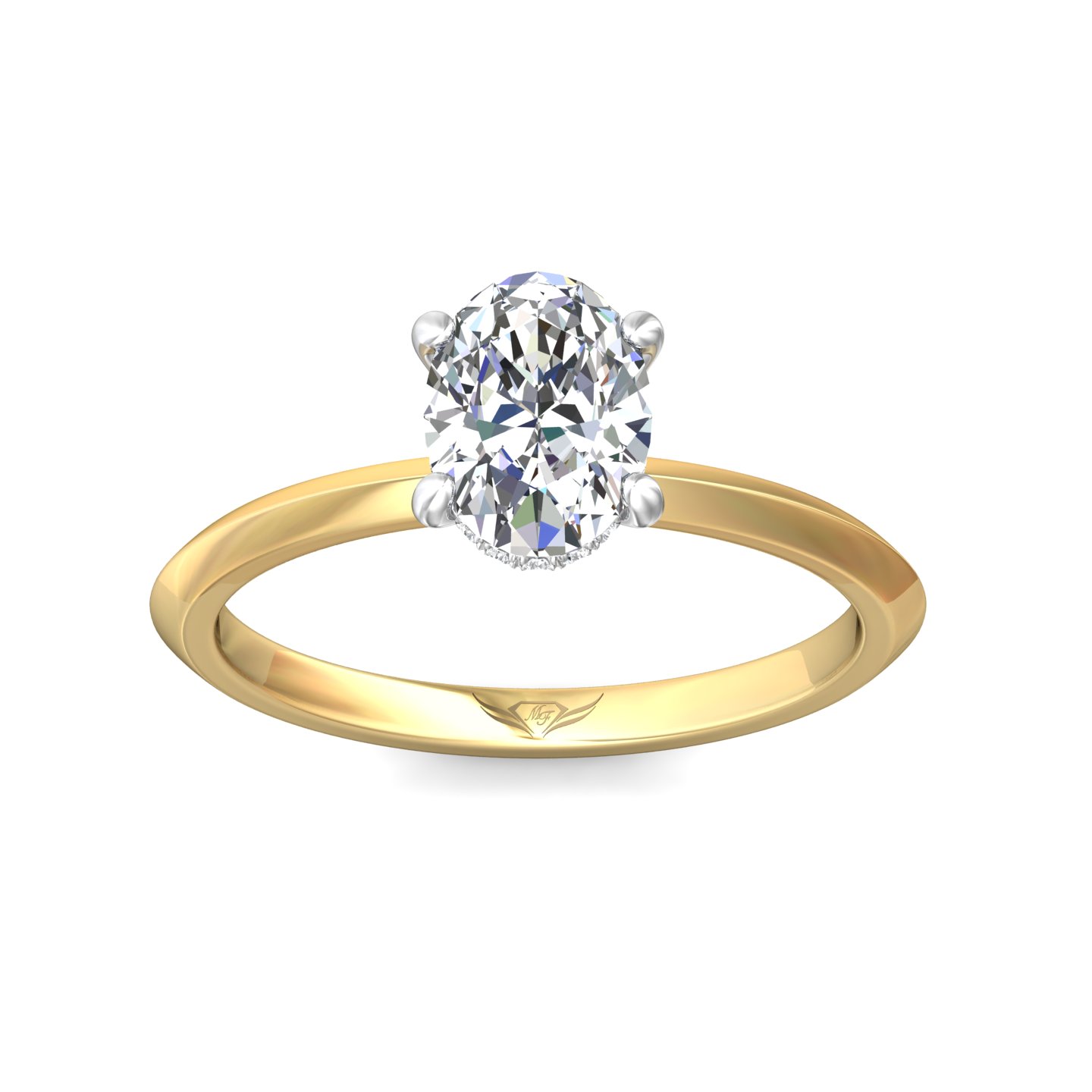 14K Yellow and White Gold Oval Diamond Engagement Ring