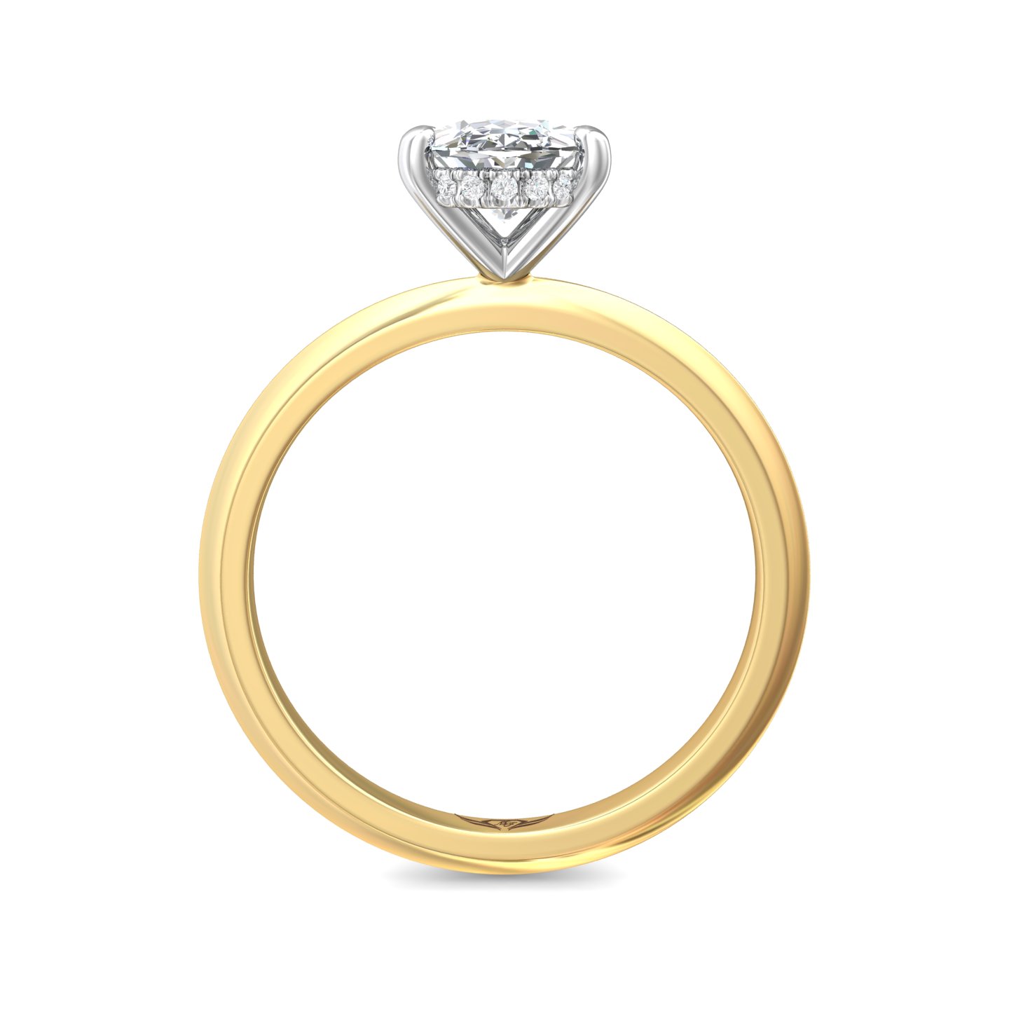 14K Yellow and White Gold Oval Diamond Engagement Ring