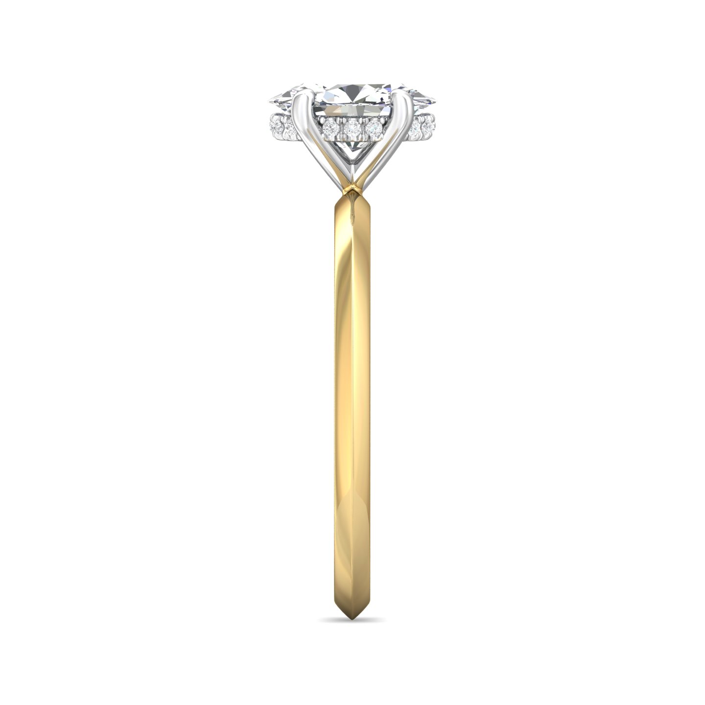 14K Yellow and White Gold Oval Diamond Engagement Ring