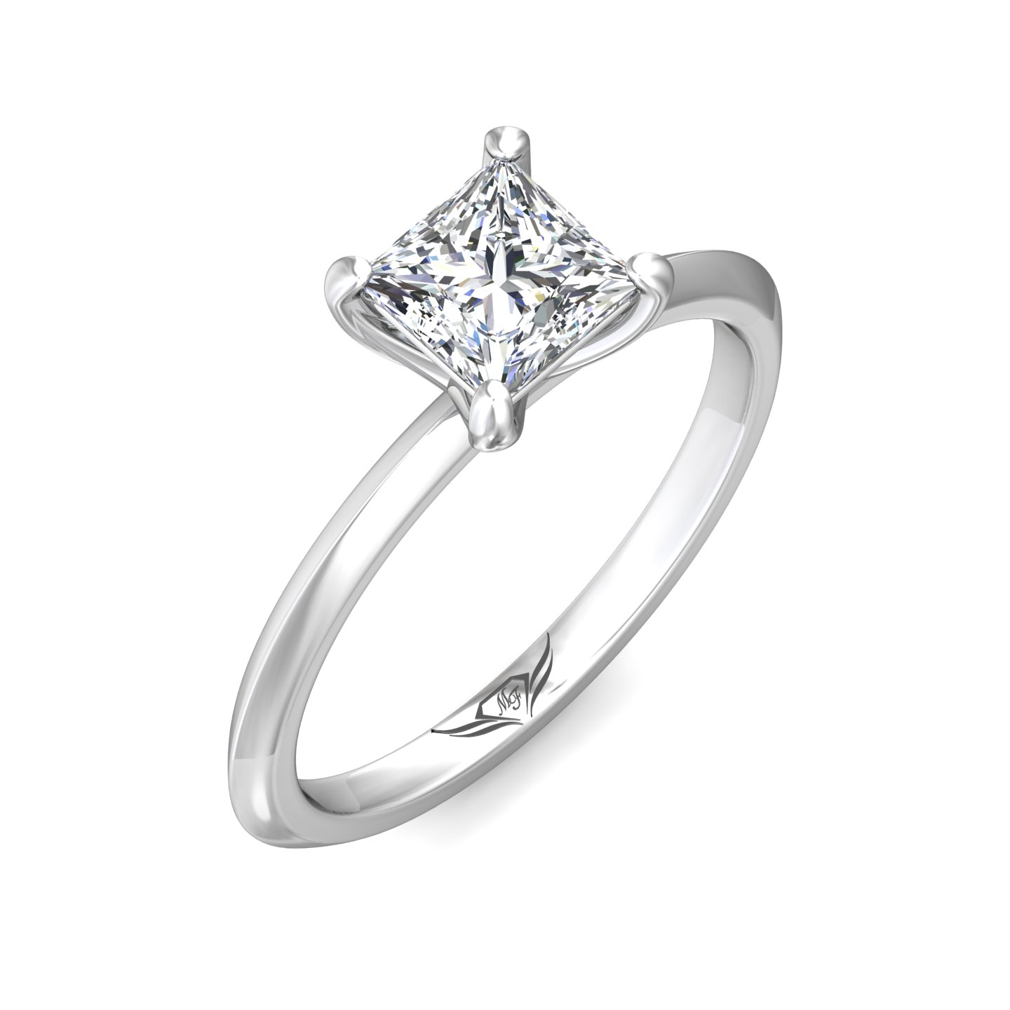 18K White Gold Princess Diamond Engagement Ring