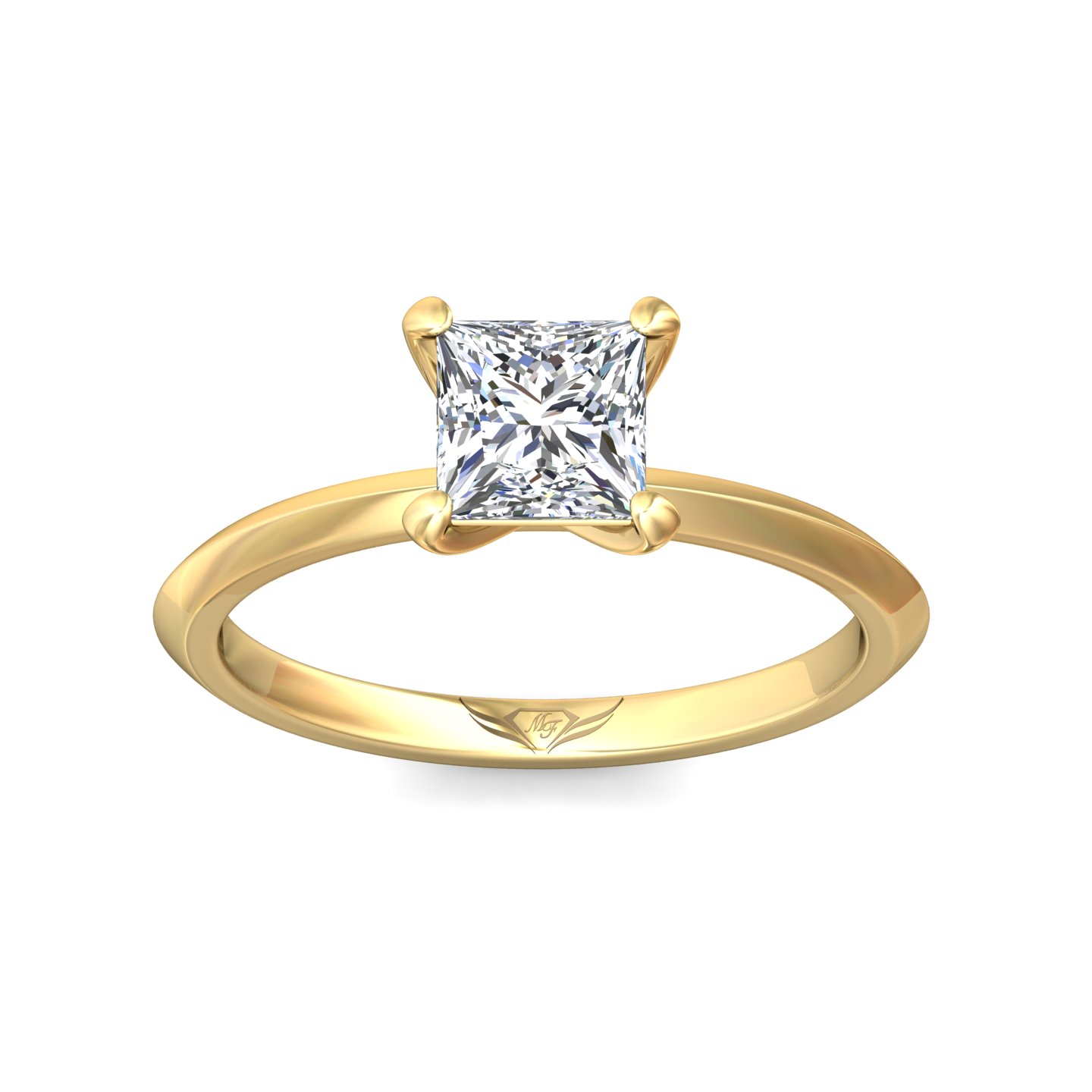 18K Yellow Gold Princess Diamond Engagement Ring