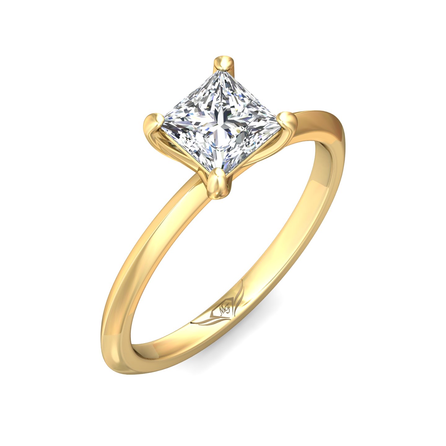 18K Yellow Gold Princess Diamond Engagement Ring