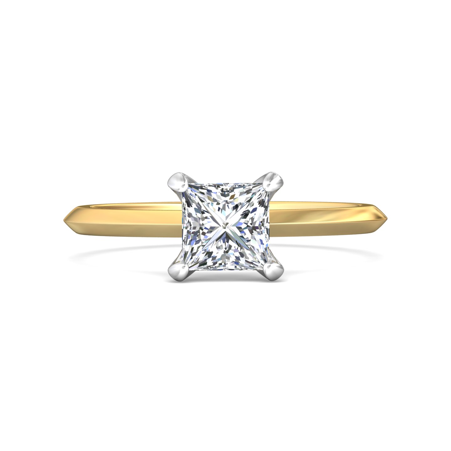 18K White and Yellow Gold Princess Diamond Engagement Ring