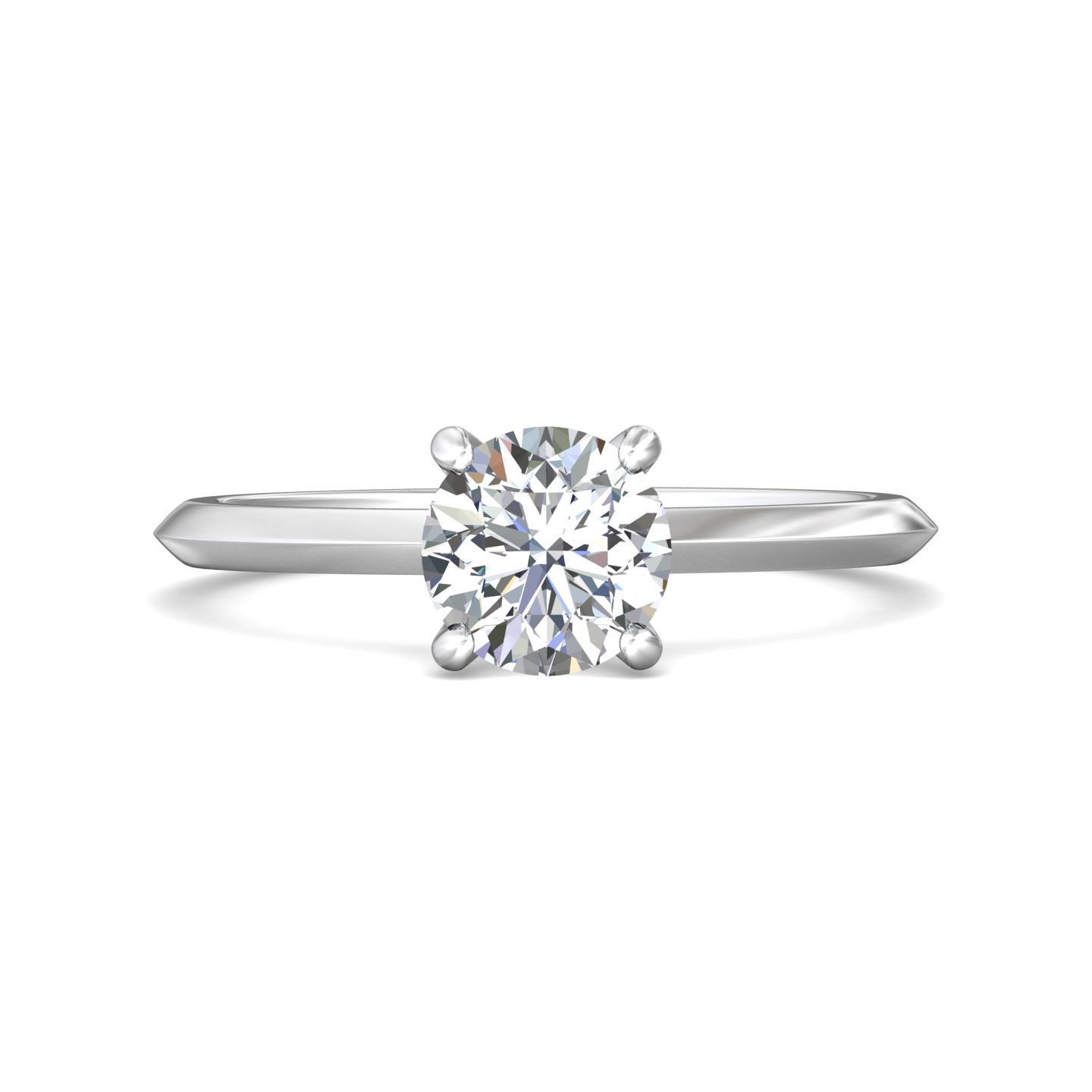 14K White Gold Round Diamond Engagement Ring