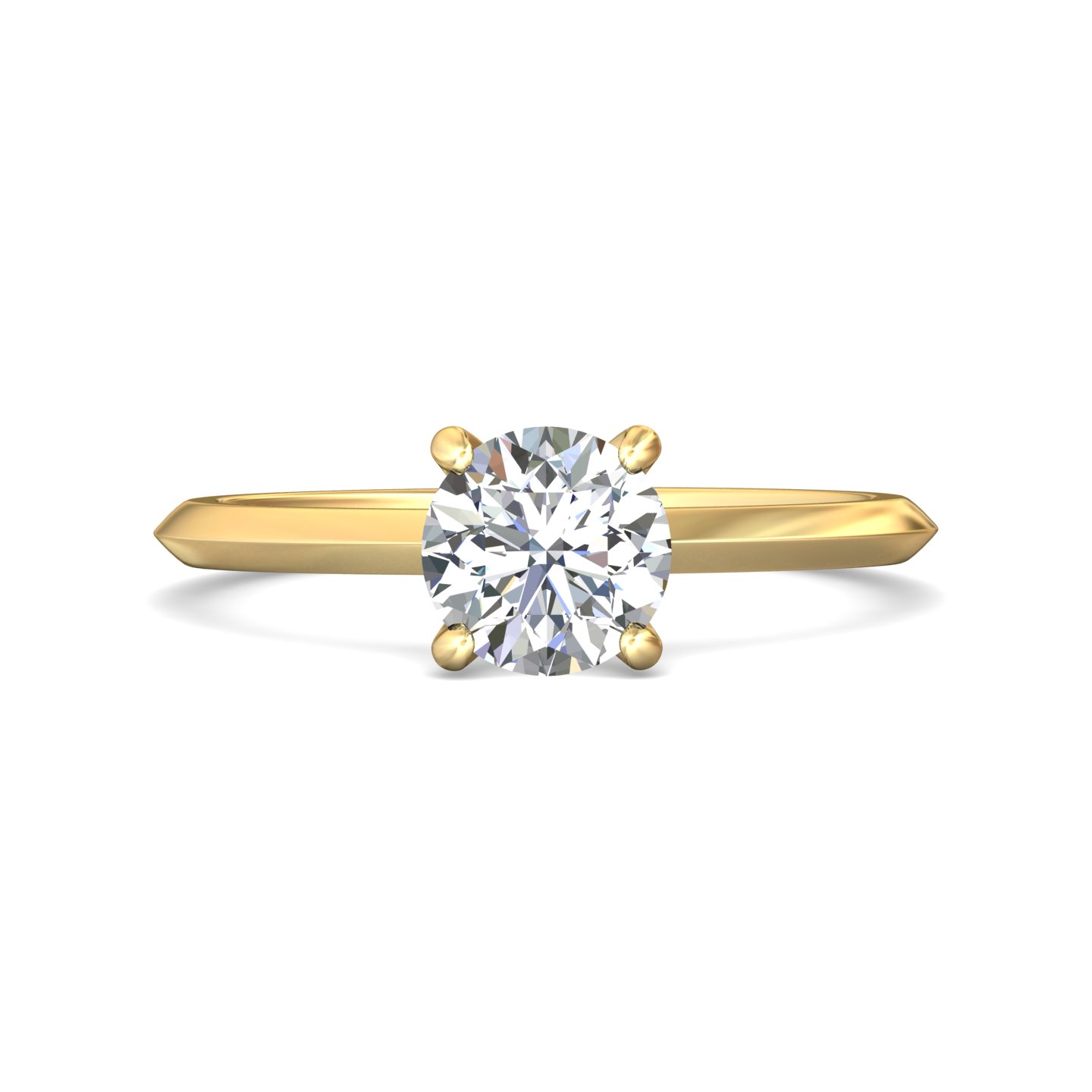 14K Yellow Gold Round Diamond Engagement Ring