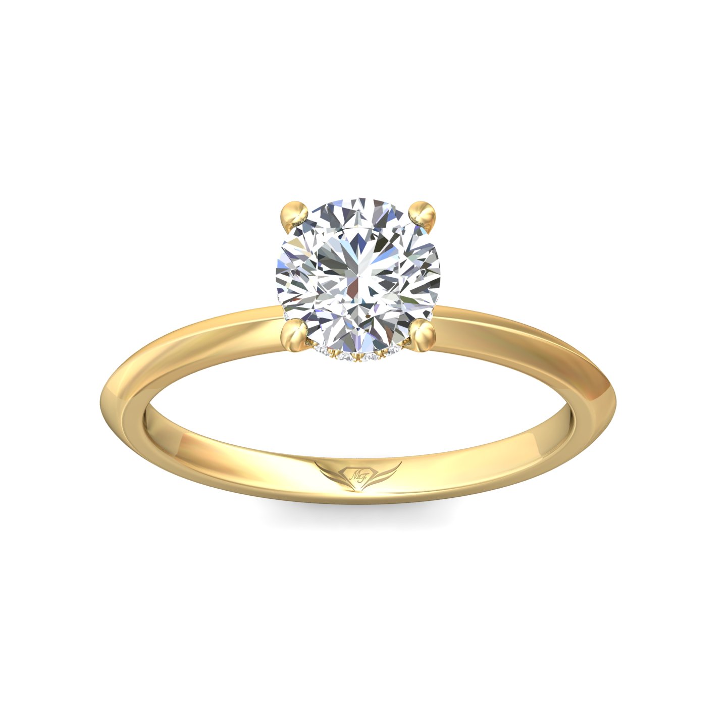14K Yellow Gold Round Diamond Engagement Ring