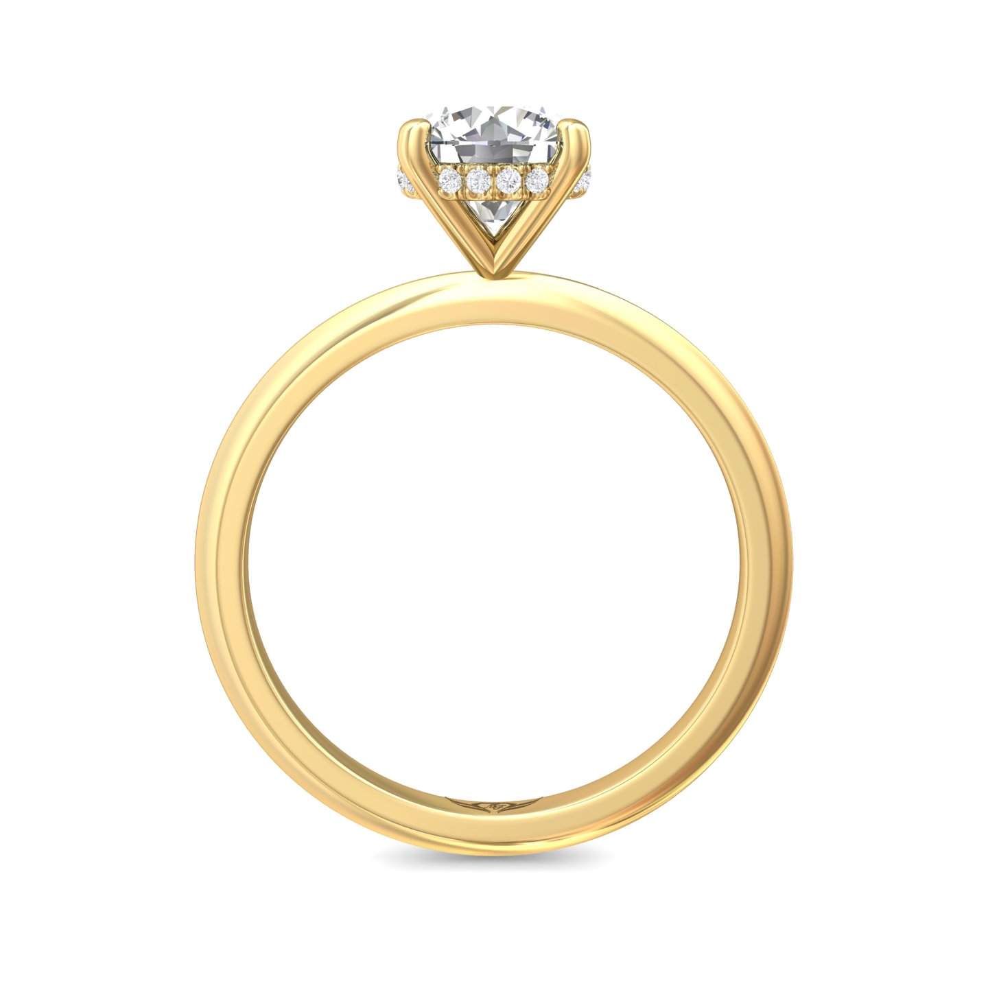 14K Yellow Gold Round Diamond Engagement Ring