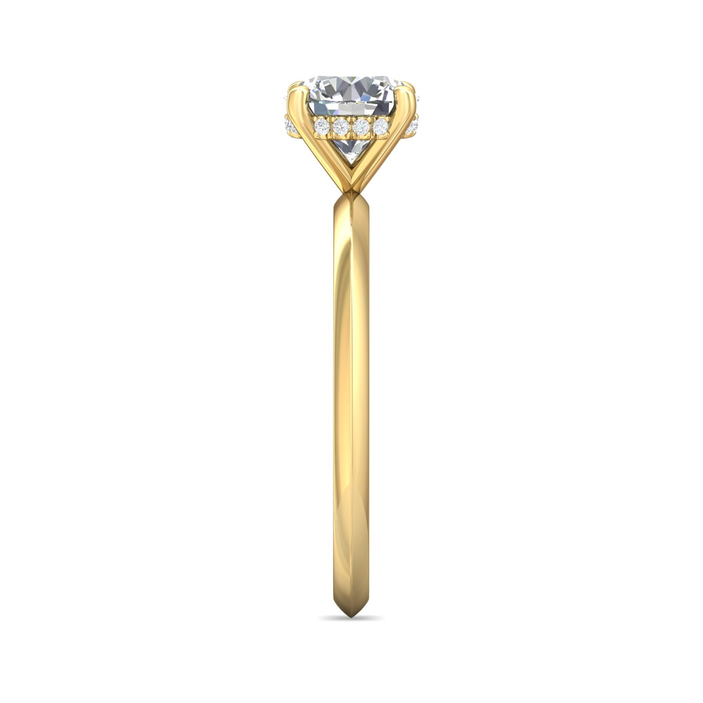 14K Yellow Gold Round Diamond Engagement Ring