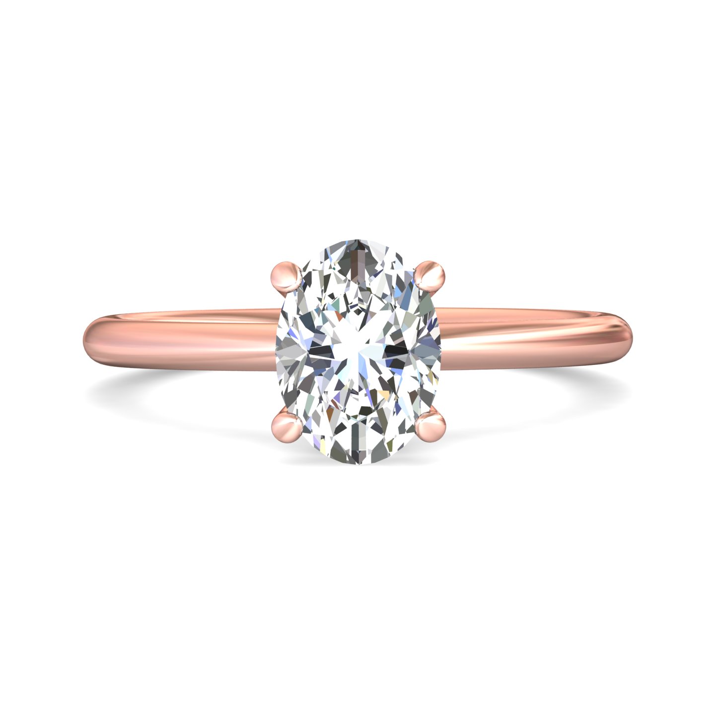 14K Rose Gold Oval Diamond Engagement Ring