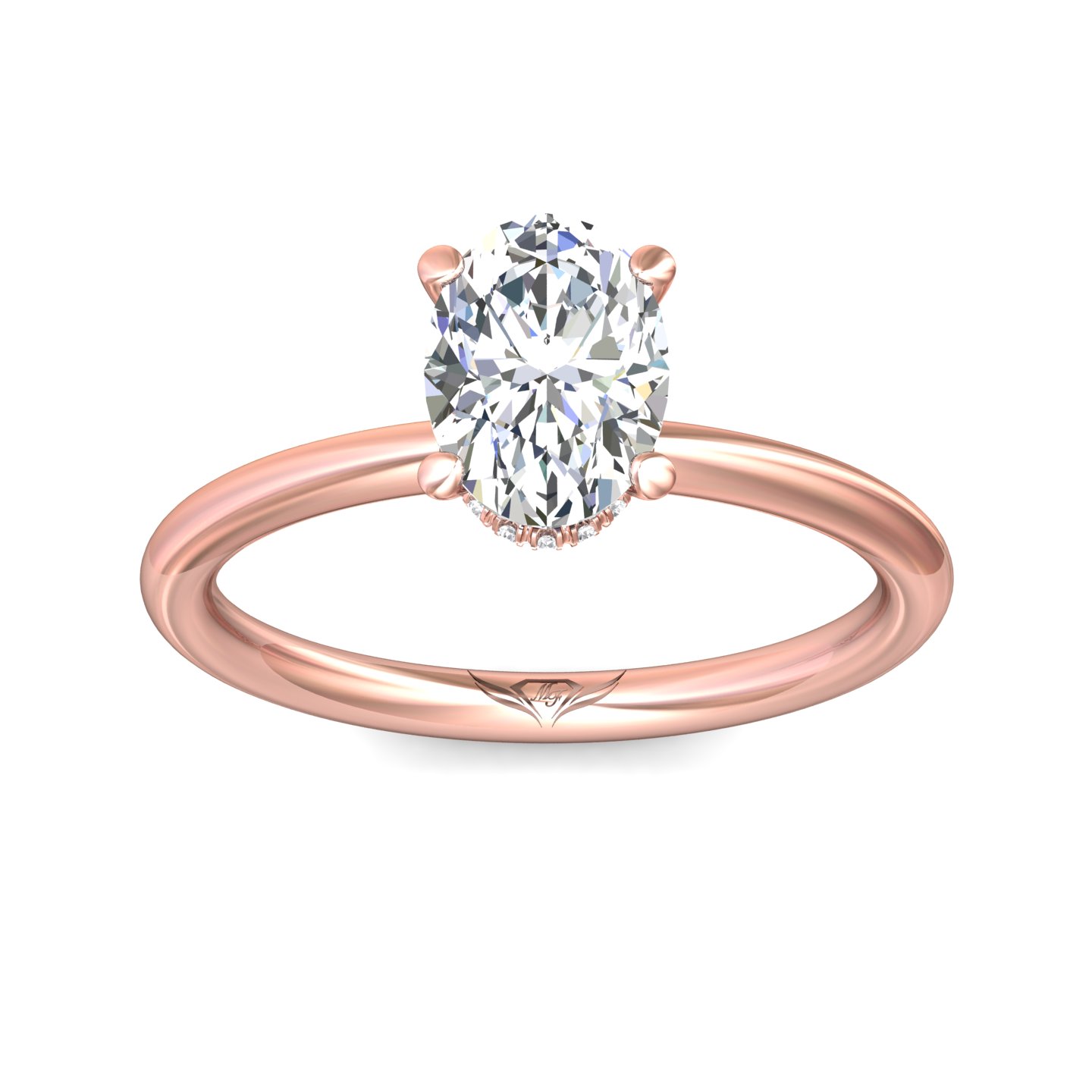 14K Rose Gold Oval Diamond Engagement Ring