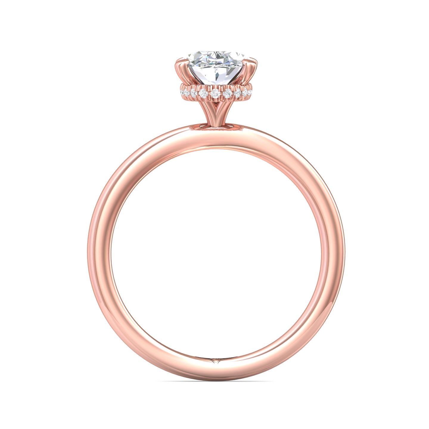 14K Rose Gold Oval Diamond Engagement Ring