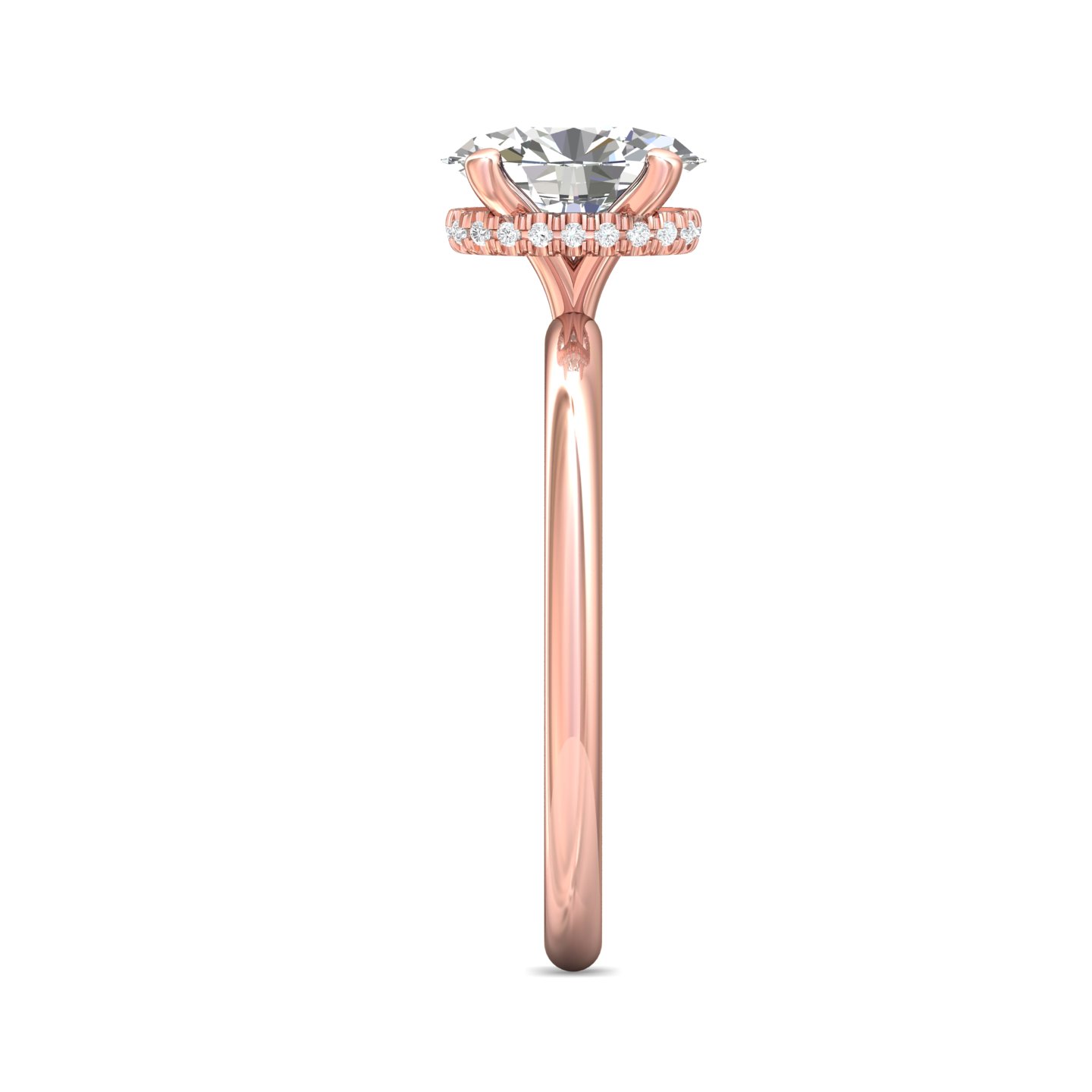 14K Rose Gold Oval Diamond Engagement Ring