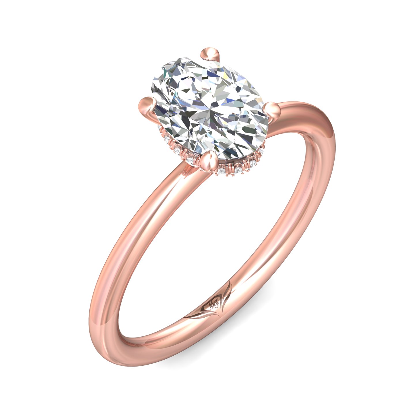 14K Rose Gold Oval Diamond Engagement Ring