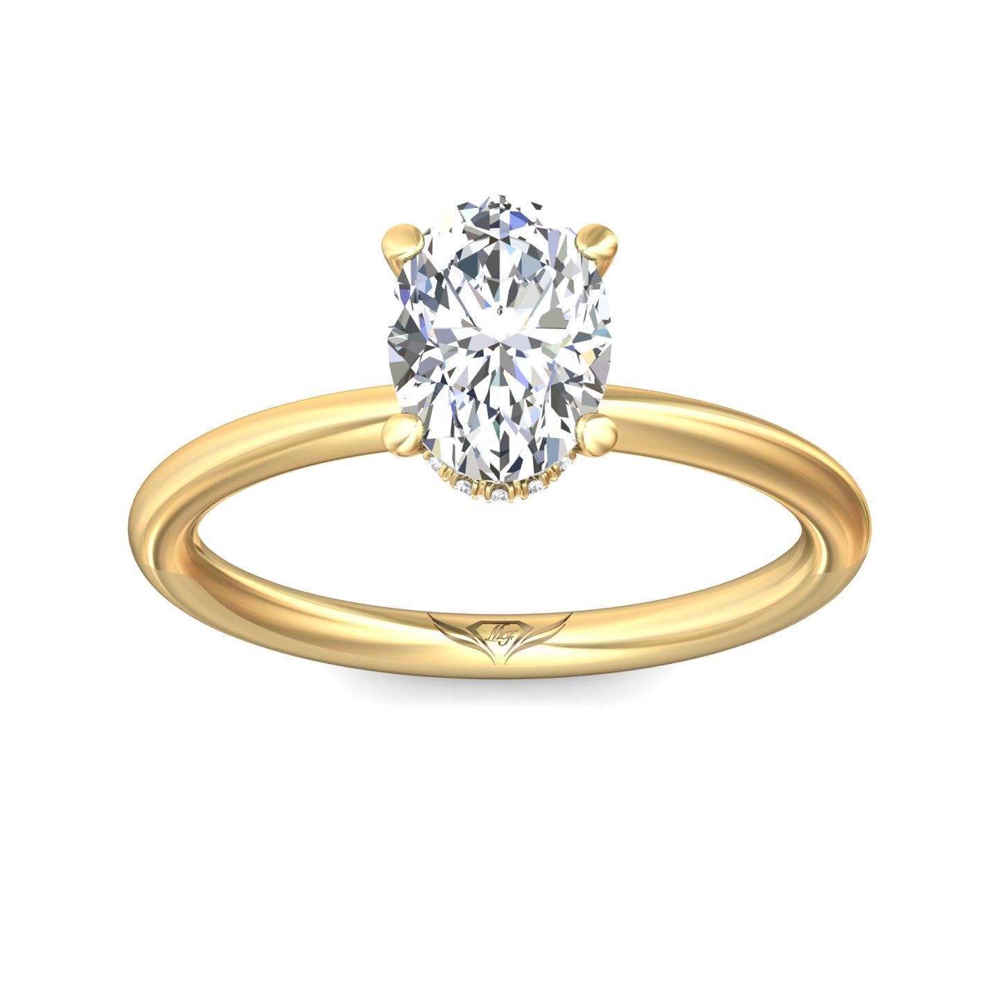 14K Yellow Gold Oval Diamond Engagement Ring