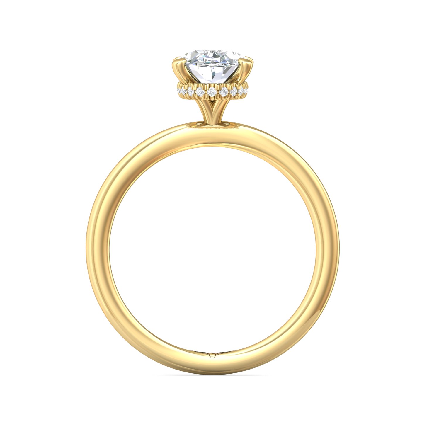 14K Yellow Gold Oval Diamond Engagement Ring