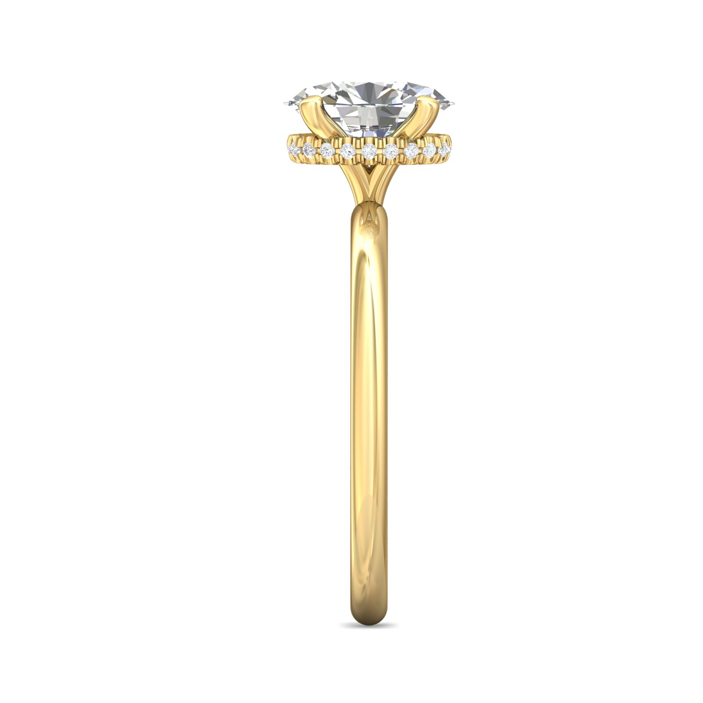 14K Yellow Gold Oval Diamond Engagement Ring