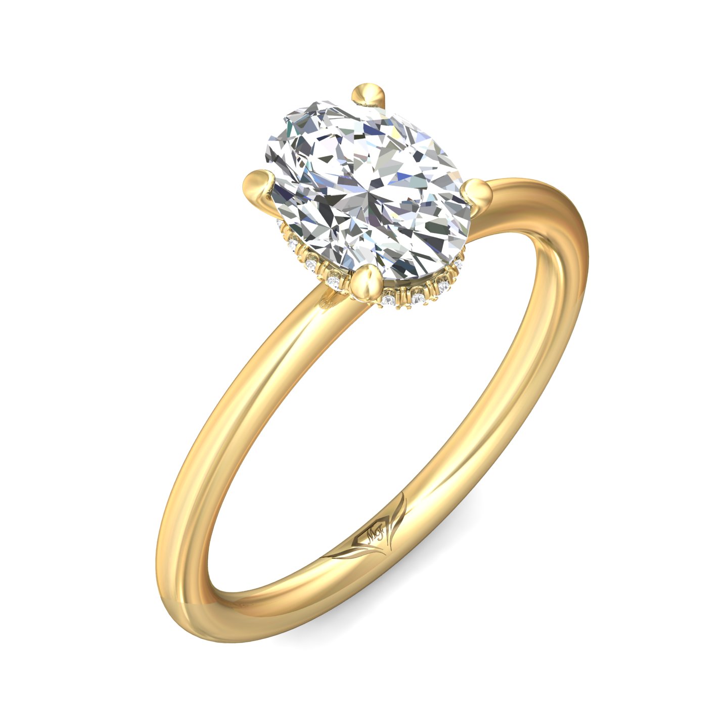 14K Yellow Gold Oval Diamond Engagement Ring