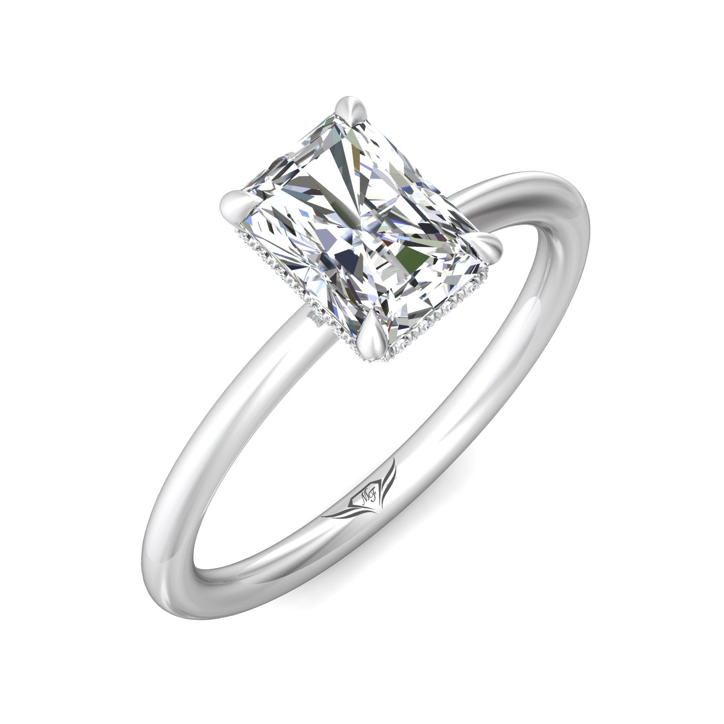 14K White Gold Radiant Diamond Engagement Ring