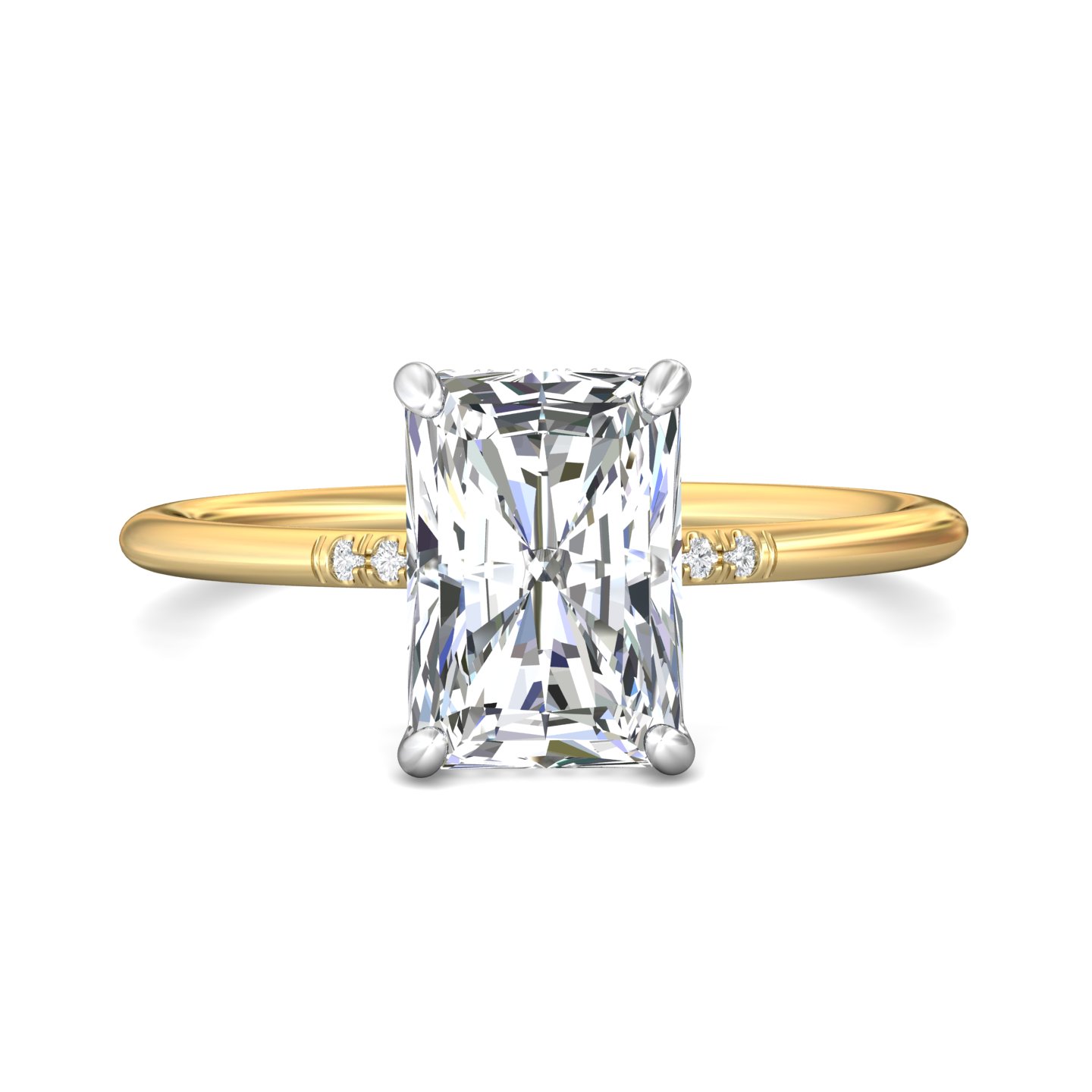 14K Yellow Gold and Platinum Radiant Diamond Engagement Ring