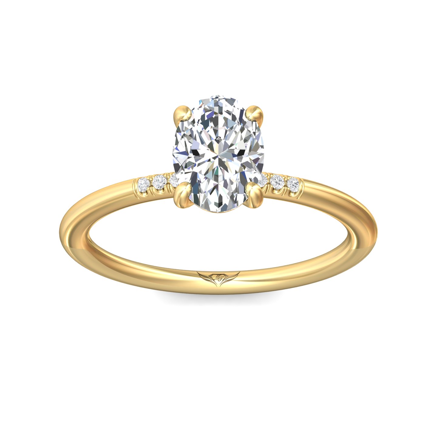 14K Yellow Gold Oval Diamond Engagement Ring